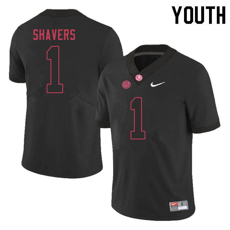 Alabama Crimson Tide Youth Tyrell Shavers #1 Black NCAA Nike Authentic Stitched 2020 College Football Jersey WP16C40ZF